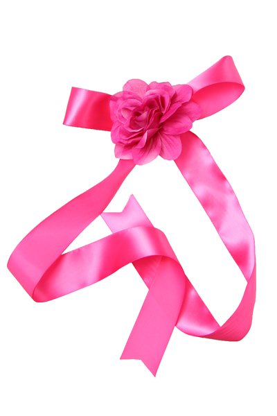 fuschia Ribbon and rose sash